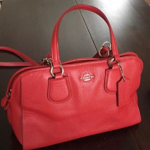 Classic Red Coach Shoulder Bag